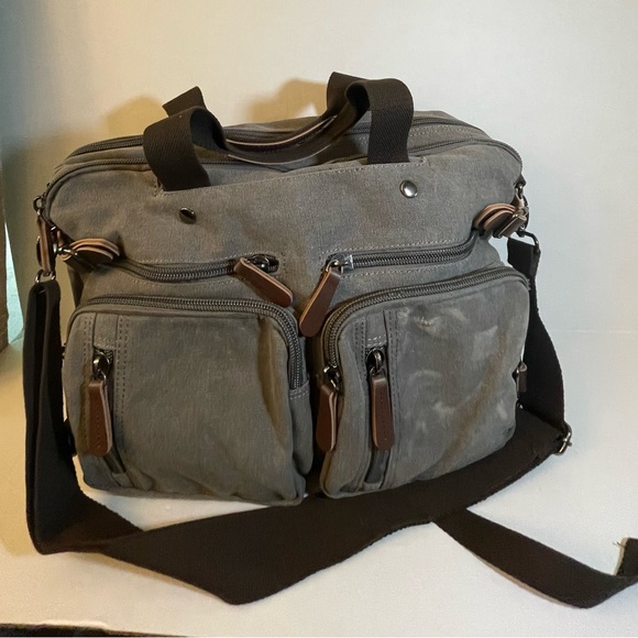 Other - Men’s Grey Canvas Convertible Briefcase/Backpack